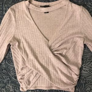Mock V-Neck Crop Top